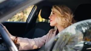 woman driving a car